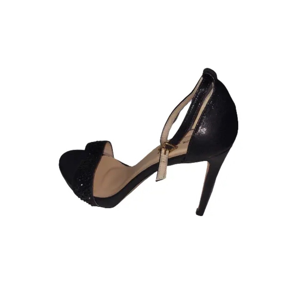 Lauren Lorraine Women's Shimmery Black Arielle Ankle Strap Heels Size 5.5 NO BOX